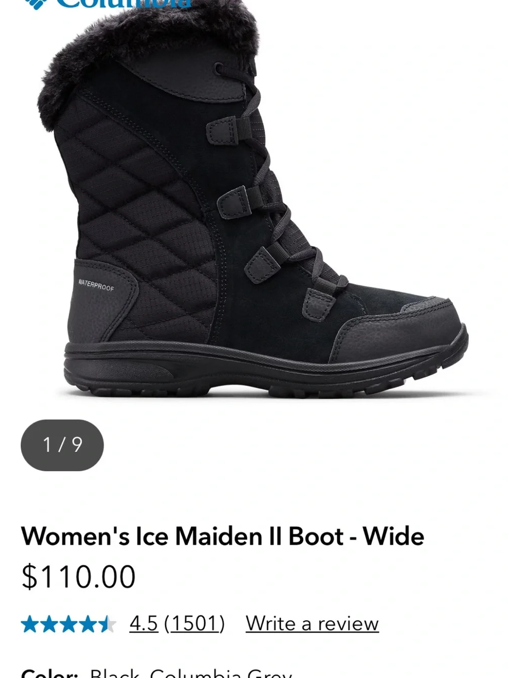 Columbia Women's Ice Maiden II Winter Boot - Black
